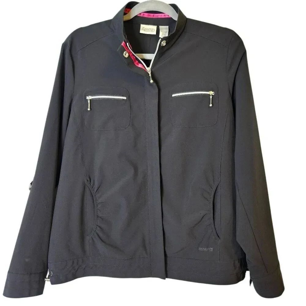 Zenergy by Chico's black travel/activewear jacket. Size 10-12. #996